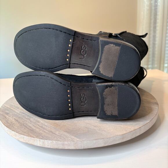 UGG Women's Dree Black Leather Harness Tall Moto Riding Boots US Size 9 - Picture 11 of 11